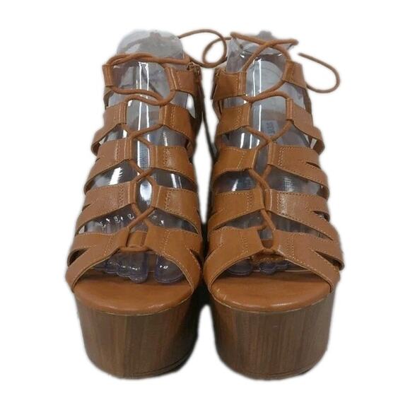 Steve Madden Platform Wedge Sandals Women's Size 8M Lace-up Gladiator Heels - Picture 2 of 14